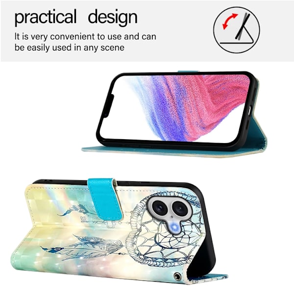 iPhone 17 Plånboksfodral Printing Pattern Med Strap Flerfärgad