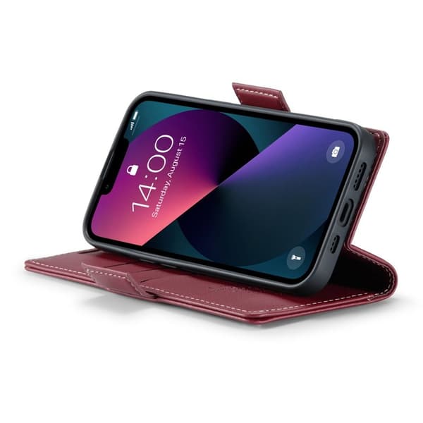 CASEME iPhone 13 Plånboksfodral Konstläder RFID-Skydd Röd
