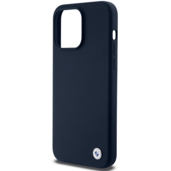 BMW iPhone 15 Pro mobiilisuojus silikonimetallilogo - sininen