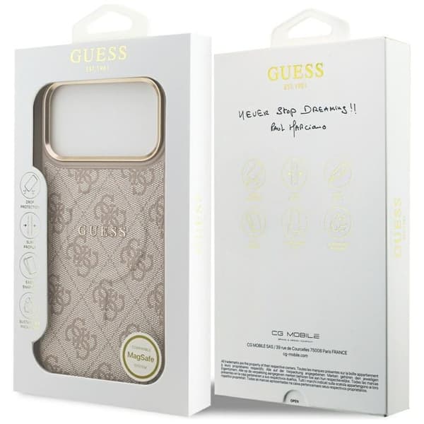 Guess Mobilskal till iPhone 17 Pro Max MagSafe 4G PU Classic Logo - Rosa Rosa