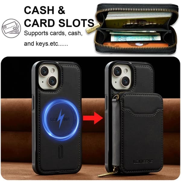 LC.IMEEKE L6 iPhone 13 mini Plånboksfodral Konstläder - Svart