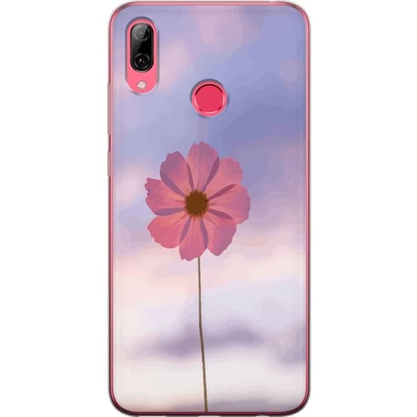 Mobilcover til Huawei Y7 (2019) med lyserød blomst