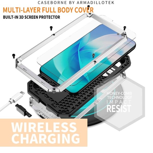 R-JUST Mobilskal till Galaxy S23+ PC+Silicone+Metal Silver