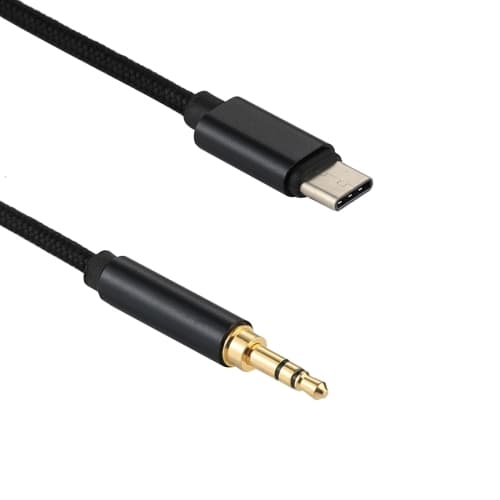 SiGN USB-C 3.5mm Ljudkabel 1m - Svart/Nylon Svart