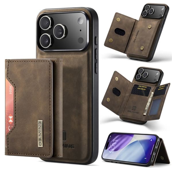 DG.MING Mobilskal till iPhone 17 Pro Max korthållare Detachable - Brun Brun