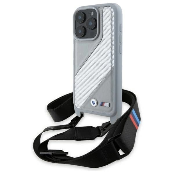 BMW Mobilskal till iPhone 16 Pro Max Carbon Stripe & Strap - Grå Grå
