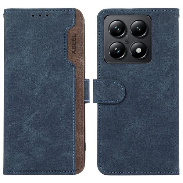 ABEEL Xiaomi 14T Pro Plånboksfodral Splicing Konstläder RFID-Skydd Blå