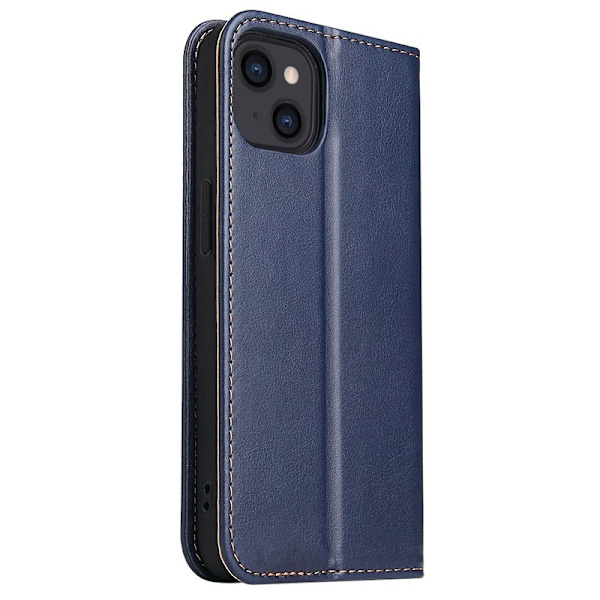 FIERRE SHANN för iPhone 15 Plånboksfodral Stand Konstläder - Blå