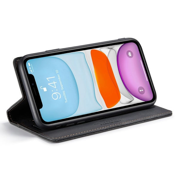 AUTSPACE A01 för iPhone 11 Pro Plånboksfodral Konstläder - Svart