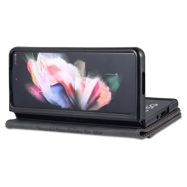 AZNS Samsung Galaxy Z Fold3 Plånboksfodral Konstläder - Svart