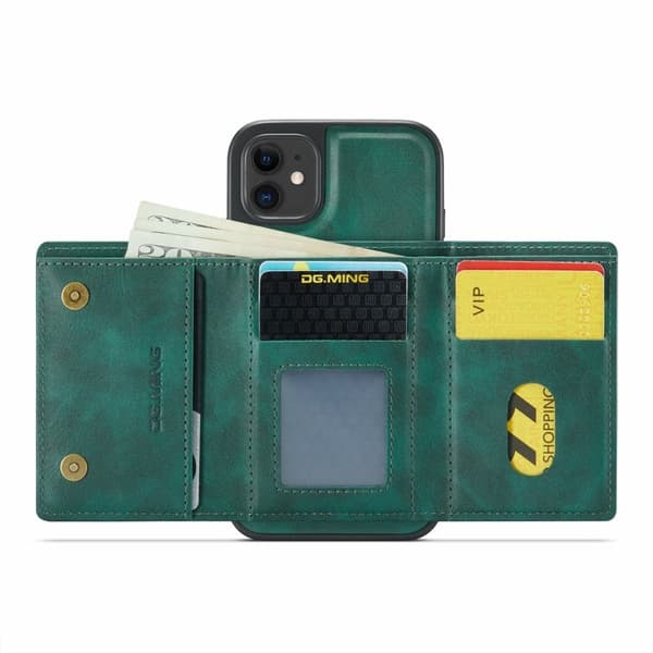 DG.MING M6 Series Mobilskal till iPhone 11 Magnetiskt Plånboksfodral Grön