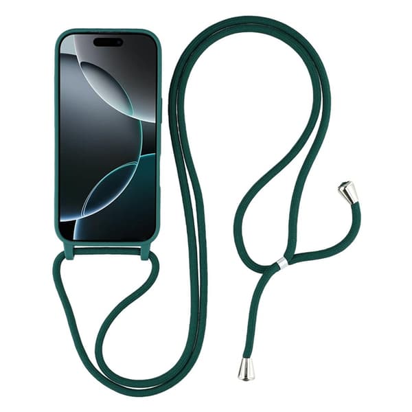 Mobilskal till iPhone 17 Pro Max TPU Shockproof med Lanyard - Mörkgrön Grön