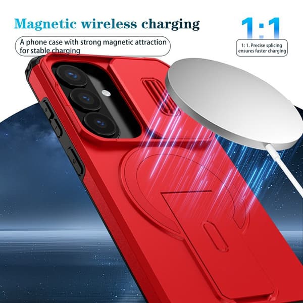 Mobilskal för Samsung Galaxy S26 Magnetiskt Kickstand PC + TPU - Röd