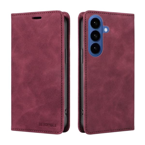 BETOPNICE Samsung Galaxy S26 Plånboksfodral Konstläder - Röd