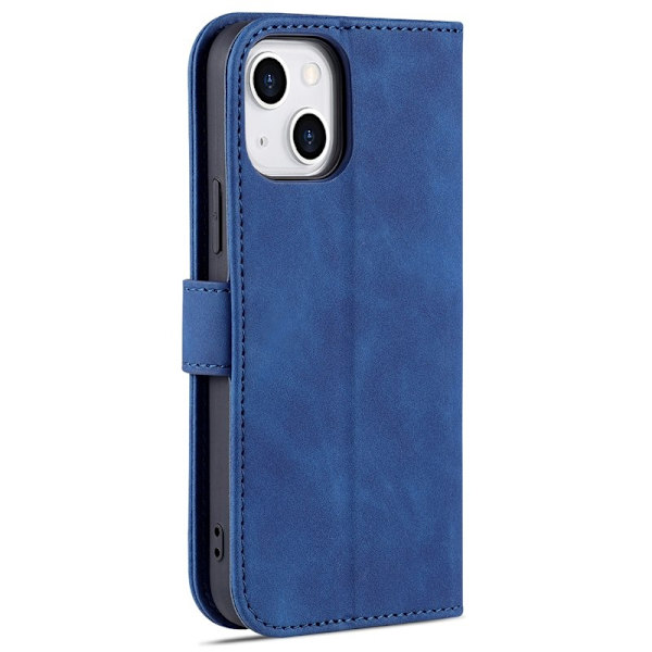 AZNS iPhone 15 Plus Plånboksfodral Ställ Konstläder - Blå