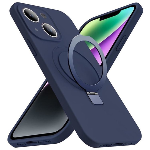 iPhone 14 Mobile Case Magsafe nestemäinen silikoni - tummansininen