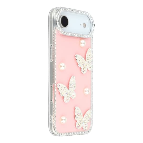 Mobilskal till iPhone Air Rhinestone Edge Pearl Butterfly Rosa