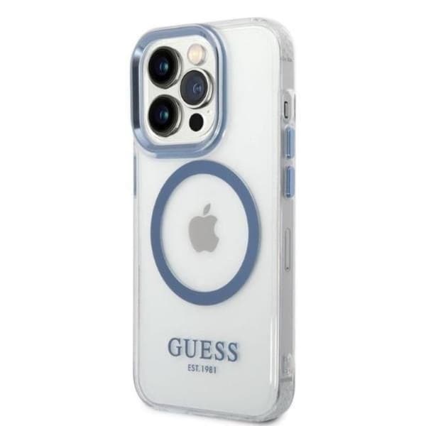 GUESS iPhone 14 Pro Skal Magsafe Metal Outline - Blå Blå