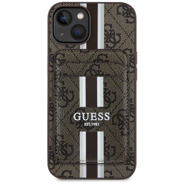 Guess iPhone 15 Etui Magsafe Kortholder Striber Black