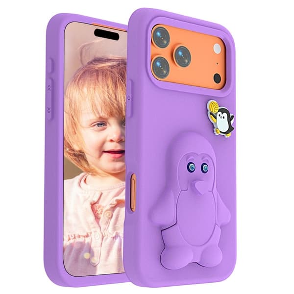 Penguin Mobilskal till iPhone 17 Pro Kickstand Stöttålig EVA - Lila