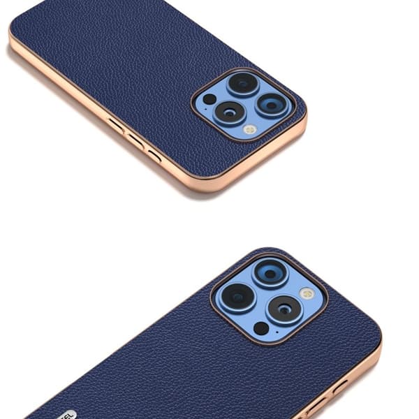 ABEEL Mobilskal till iPhone 16 Pro Max Äkta Läder + PC + TPU - Blå