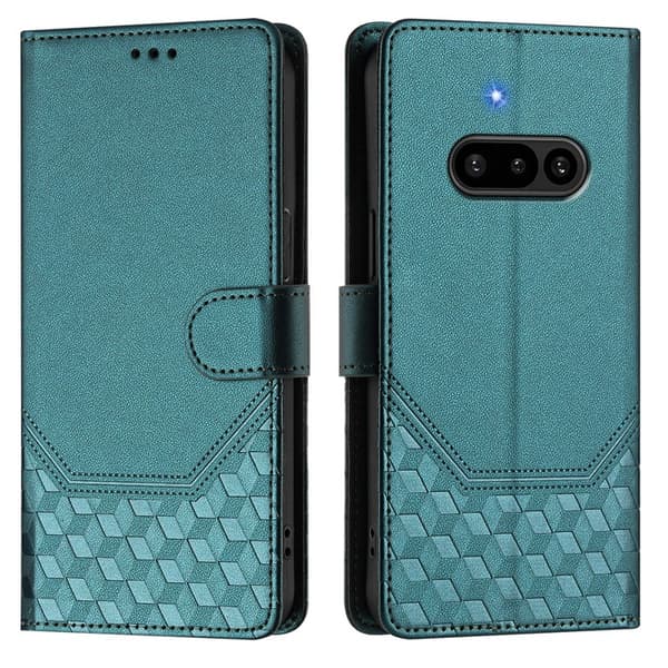 Nothing Phone (3a) Plånboksfodral Imprinted Honeycomb RFID Grön
