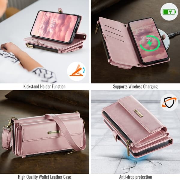 CASEME Konstläder Plånboksfodral för Samsung Galaxy S20 Plus 4G/5G - Rosa