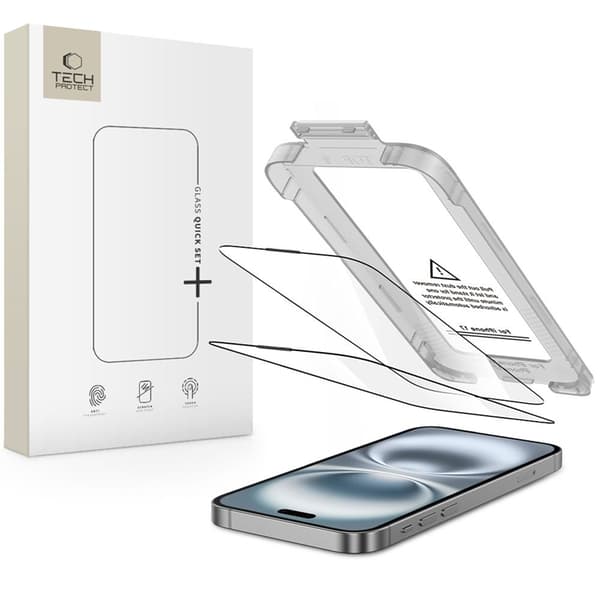[2-Pack] Tech-Protect iPhone Air hærdet glas Skærmbeskytter - Sort Svart