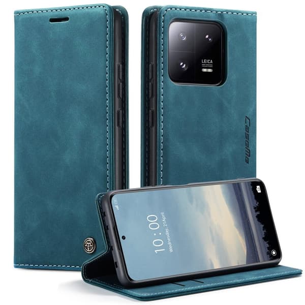 CASEME 013 Series Xiaomi 13 Pro 5G Konstläder Plånboksfodral Blå