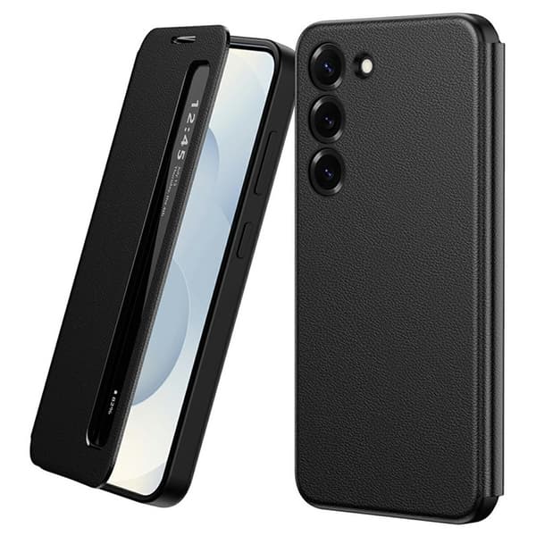 Mobilskal till Galaxy A56/A36 Smart View Window Läder Svart
