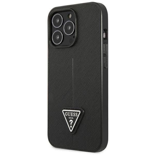 GUESS iPhone 14 Pro Cover Saffiano Triangle Logo - Sort Black