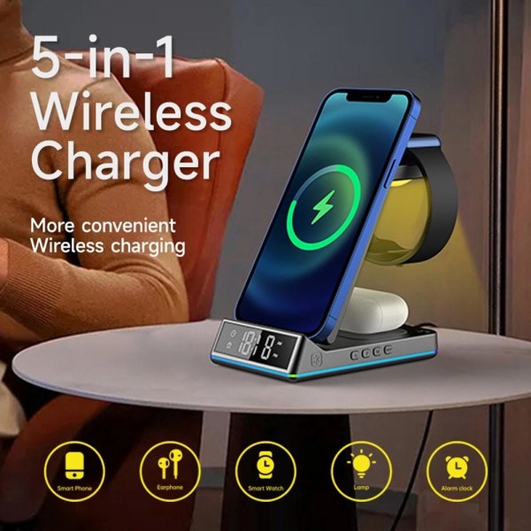 5in1 Z6 15W trådløs oplader iPhone / Apple Watch / AirPods / Digital k