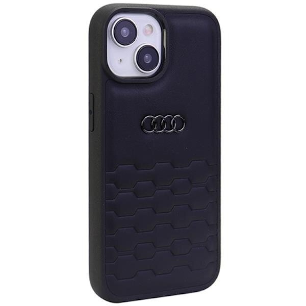 Audi iPhone 15 Mobilskal Syntetiskt Läder - Svart Svart