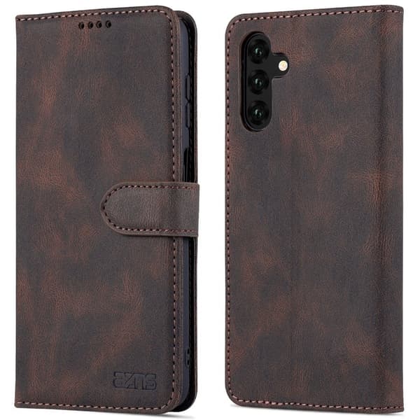 AZNS Samsung Galaxy A14 5G Plånboksfodral Konstläder - Brun