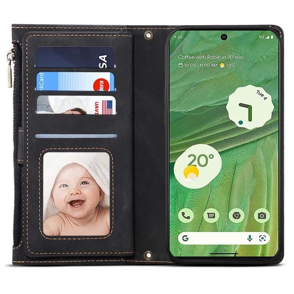 ESEBLE Star Series Plånboksfodral för Google Pixel 7a - Konstläder - Svart