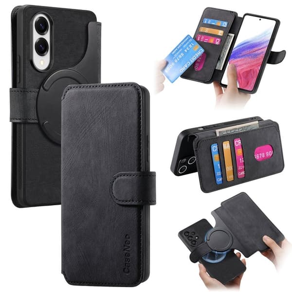 CASENEO Samsung Galaxy S25 Edge Plånboksfodral Konstläder - Svart