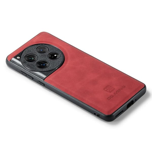 DG.MING Mobilskal till OnePlus 12 5G Läder+PC+TPU Stöttålig Röd