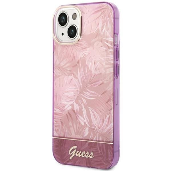 GUESS iPhone 14 Plus Cover Jungle Collection - Rosa Rosa