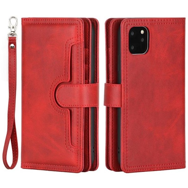 iPhone 14 Pro Plånboksfodral Äkta Läder Flip - Röd Röd