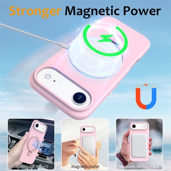 Mobilskal till iPhone Air MagSafe Kickstand PC + Silikon - Grå Rosa Rosa
