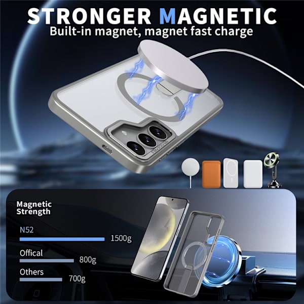 Mobilskal till Galaxy S25 Plus/S24 Plus MagSafe Kickstativ Acrylic Grå