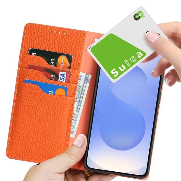 Plånboksfodral för Samsung Galaxy S26 Plus Äkta läder - Orange