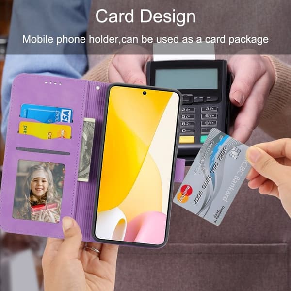 DIERFENG DF-03 för Xiaomi 12 Pro 5G Plånboksfodral Konstläder - Lila