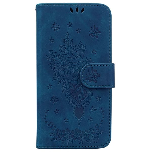 Samsung Galaxy S26 / S26 Pro Plånboksfodral Konstläder Butterfly Blomma - Blå