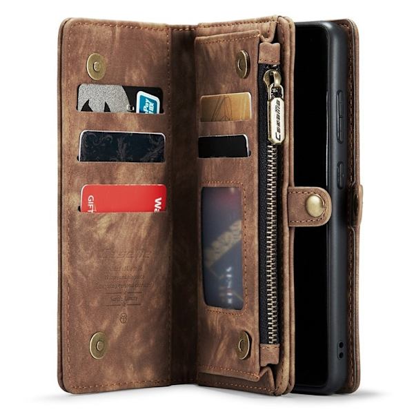 CASEME Multi-function Wallet TPU + KonstLäder Mobilskal - Brun