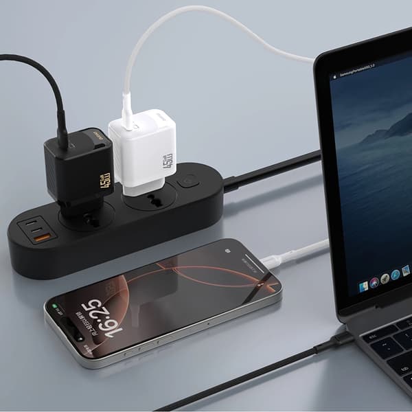 Dudao Snabbladdare 45W USB-C A28 GaN - Vit Vit