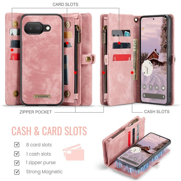 CASEME Plånboksfodral Konstläder till Google Pixel 9a - Rosa