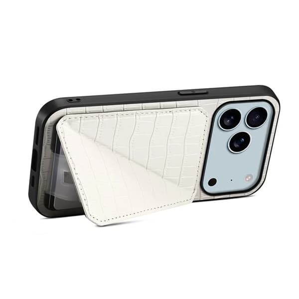 Mobilskal till iPhone 17 Pro Korthållare Crocodile Textured - Vit Vit