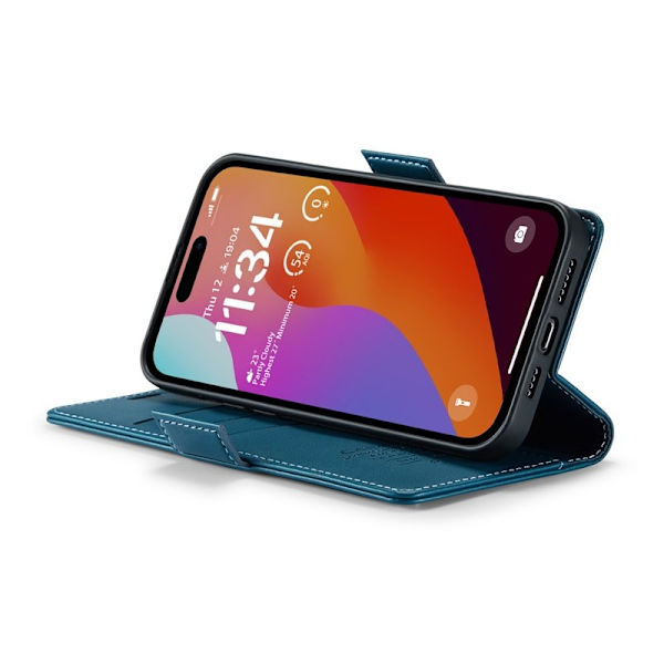 CASEME iPhone 16 Pro Max Plånboksfodral Konstläder RFID-Skydd Blå