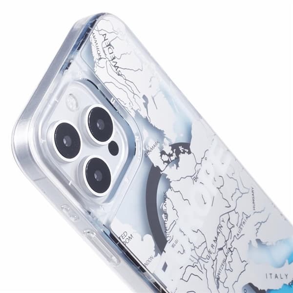 YOUNGKIT Mobilskal till iPhone 16 Pro Max MagSafe IMD-kartmönster Transparent